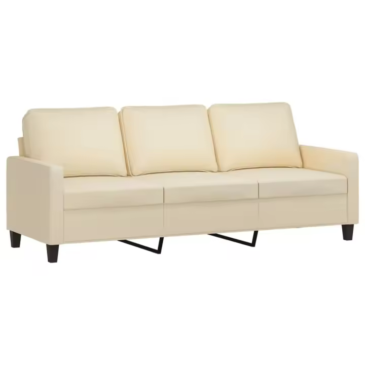 vidaXL Sofá de 3 plazas de tela crema 180 cm - 1