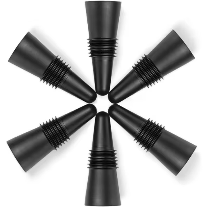 6PCS Tapon De Vino De Silicona Negra Con Anillo De Sellado Y Cima De Acero Inoxidable Adecuado Para Botellas De Vino - 1