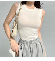 AOSSVIAO Top De Mujer De Algodón 99% Estilo Casual Basic Verano Sin Mangas Cuello Redondo Verde Blanco Negro Tank Top - details 11