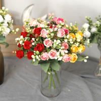 Nueva Corbata De Flores Artificiales Rosa Seda Con Hojas De Eucalipto Y Peonía 10 Piezas Para Bodas Fiestas Vaso Hogar Decoración De Navidad - details 0
