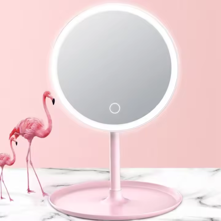 Espejo De Maquillaje Con Luz LED Blanco Iluminación Natural Espejo De Vestíbulo Base Desmontable Con Almacenamiento Modos USB Cable Regalo - 1