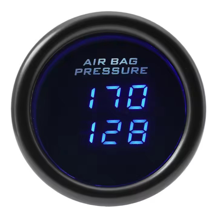 52mm Coche medidor de presión Aire Azul LED Boost Tres Pantalla digital 220psi Air Ride suspensión con 3 unids 1/8npt Sensores - 1