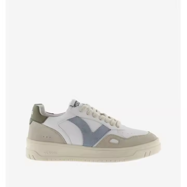 Zapatillas Blanco Kaki y Azul Victoria Seul Efecto Piel y Serraje Kaki - 1