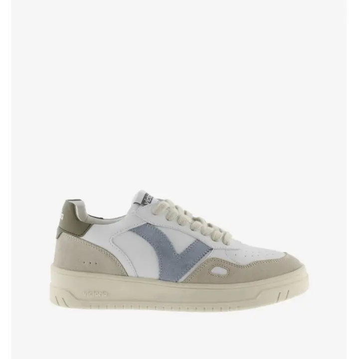 Zapatillas Blanco Kaki y Azul Victoria Seul Efecto Piel y Serraje Kaki - 1