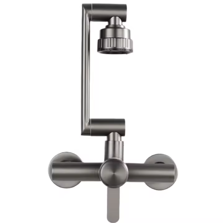 Grifo De Cocina Y Baño Acero Inoxidable Montado En Pared Con 4 Modos Grifo De Mezcla Para Lavabo Con Agua Fría Y Caliente 360 Grados - 1