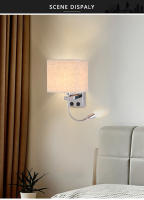 Lámpara De Pared Moderna E27 Con Luz De Lectura LED Y USB Para Dormitorio Sala De Estar Hotel Instalación En La Pared Material De Tela - details 11