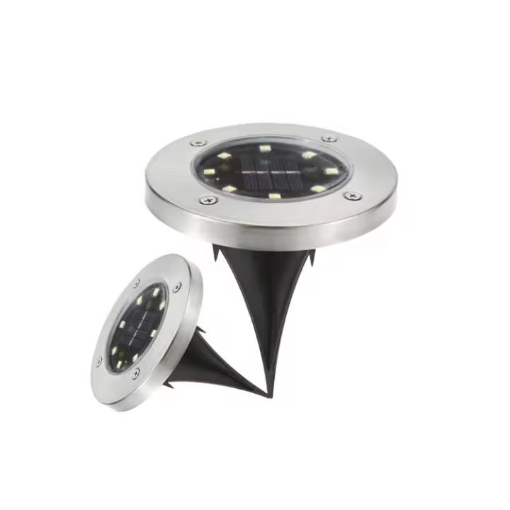 Luz Solar enterrada de acero inoxidable lámpara de tierra para jardín al aire libre lámpara de calle para césped impermeable-8LED, 2V100mA, 11,5*1cm, 2 uds. - 1