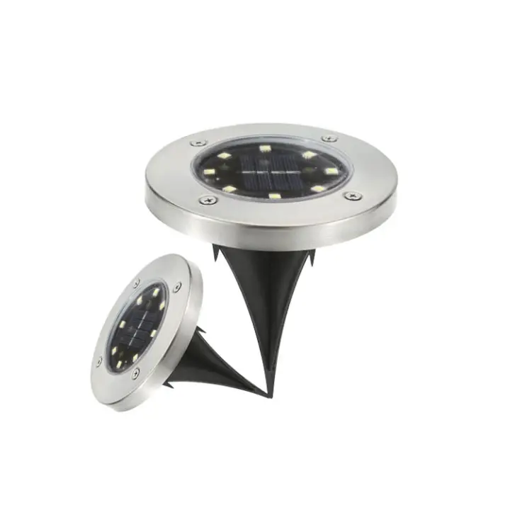Luz Solar enterrada de acero inoxidable lámpara de tierra para jardín al aire libre lámpara de calle para césped impermeable-8LED, 2V100mA, 11,5*1cm, 2 uds. - 1