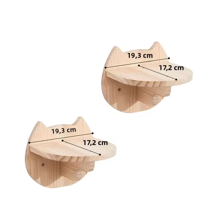 Estante De Madera Para Gato Montado En La Pared Con Escaleras Y Perches En Forma De Rostro De Gato Mobiliario De Mascotas Para Gatos Internos Dormitorio Y Descanso - 1