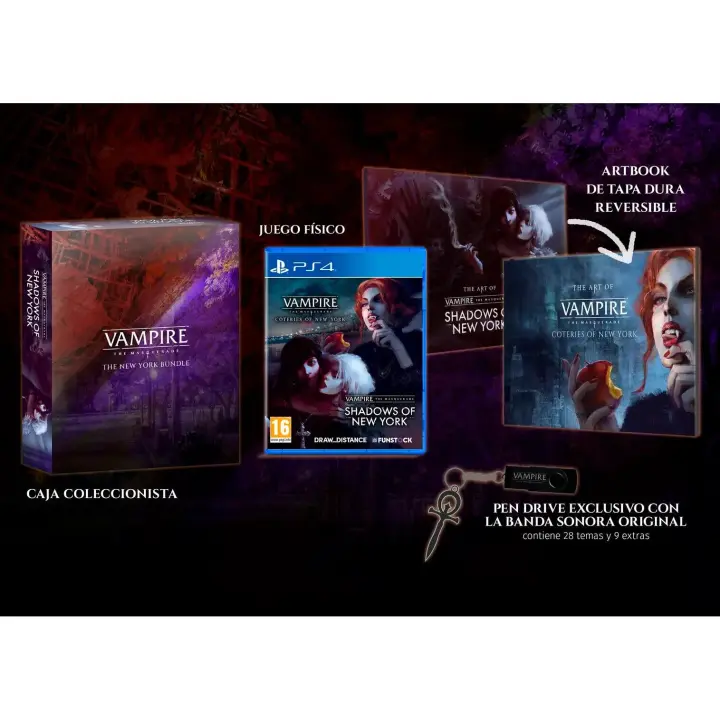 VAMPIRE: THE MASCARADE COTERIES OF NEW YORK + SHADOWS OF NEW YORK PS4 PAL ESPAÑA NUEVO PRECINTADO EDICION COLECCIONISTA - Videotec - 1