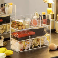 Caja De Almacenamiento Para Maquillaje Acrílico Transparente Organizador De Escritorio Para Labiales Y Cosméticos Compartment Para Mesita De Noche - details 3