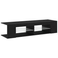 Mueble para TV vidaXL con luces LED en color negro y roble, de 135x39x30 cm, hecho de madera - details 2