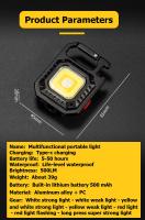 Linterna LED Multifuncional Miniatura Con Llavero Luz De Trabajo COB Recargable Por Tipo-C Torcha De Bolsillo Para Camping Al Aire Libre Emergencias - details 0