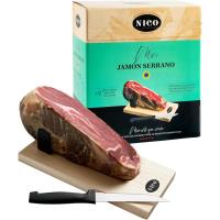 NICO JAMONES - Pack de Jamón Serrano deshuesado. MINI JAMÓN SERRANO con kit de mini jamonero y cuchillo. Aprox. 1 kg. Curación de más de 12 meses. Auténtico serrano. - details 0