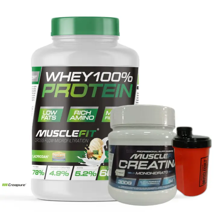 Pack WHEY 2kg + Creapure 300g + Shaker (regalo) -  MuscleFit │MUSCLECULT│Mas musculos - 1