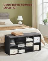 Banco para Zapatos Marrón Camel 30x104x48 cm, Almacenamiento con Cojín Acolchado, 10 Compartimentos y Estantes Ajustables, Ideal para Salón y Pasillo - details 9