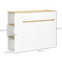 HOMCOM Aparador de Cocina Aparador Blanco con 2 Puertas Cajón y 3 Estantes Abiertos Armario de Almacenamiento para Salón Comedor 110x29,5x82 cm - details 2