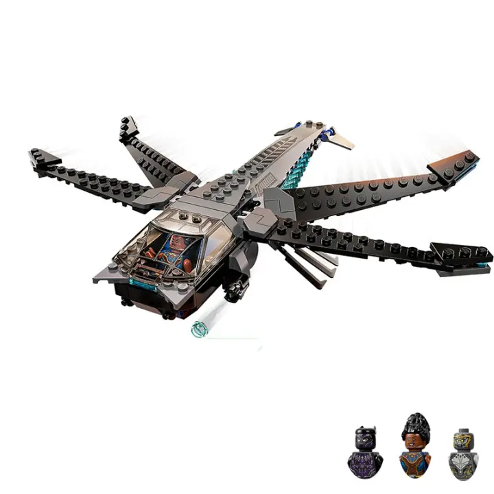 202PCS Bloques De Construcción Creativos De Pantera Negra Y Delfín Volador Con Shuri's Sunbird Juguete Para Niños Regalo Para Niños Edad 6-12 Años Material Plástico Compatible Con Lego - 1