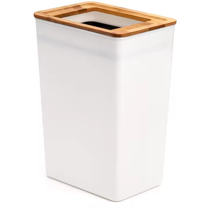 Bote de Basura pequeño de plástico, Contenedor de Basura Blanco de 9 litros, Papelera, Papelera pequeña y Delgada para baño, Sala de Estar, Hogar, Cocina - 1