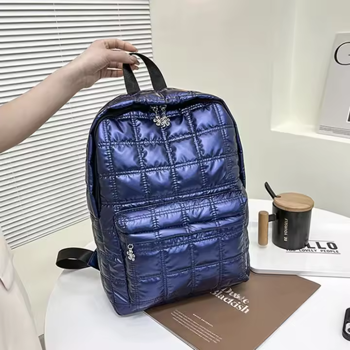 Mochila De Invierno Yogodlns Espacio Algodón Para Mujer Gran Capacidad Escuela Bolsa Viaje Nylon Impermeable Rucksack Estudiante Pack Femenino - 1