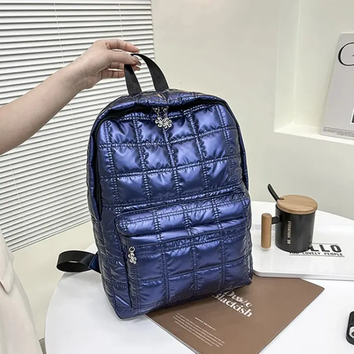 Mochila De Invierno Yogodlns Espacio Algodón Para Mujer Gran Capacidad Escuela Bolsa Viaje Nylon Impermeable Rucksack Estudiante Pack Femenino - 1