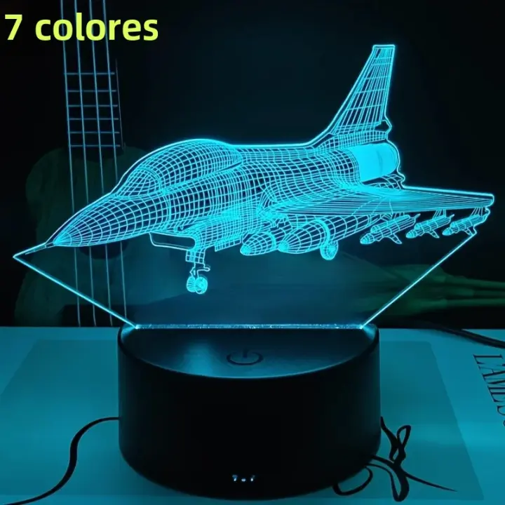 Lámpara De Ilusión Optica 3D Para Avión Luz Nocturna Con Toque Cambio De Color En 7 Colores Para Decoración Del Dormitorio - 1