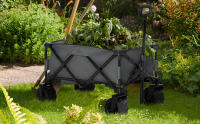 Carro de Jardín Plegable Carga 70 kg Carro para Playa con Altura del Manillar Ajustable Ruedas Delanteras Giratorias 360° y Marco de Acero para Compra Gris Oscuro - details 0