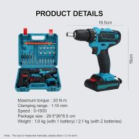Taladro Atornillador , Weytoll eléctrico multifuncional 3 en 1 bateria litio , impacto de 21 V Motor cepillado , azul, ENVIO 24H - details 3