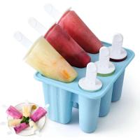 Moldes Helados Silicona 2 Formas - 6 Cavidades Molde Helados Silicona con Palo, Reutilizables Moldes de Paletas de Silicona Moldes de Paletas de Hielo Sin BPA para Niños y Adultos (Azul) - details 0