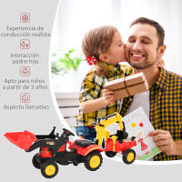 HOMCOM Tractor a Pedales con Remolque Excavador con Pala Frontal Juguete de Conducción para Mayores de 3 Años Dirección y Palas Fáciles de Controlar Soporta hasta 35 kg 179x42x59 cm Rojo - details 1