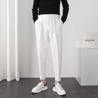 Pantalones Casuales Para Hombre Con Cintura Elástica Y Pierna Delgada Estilo Coreano Pliegues Ajustados Pantalones De Chaqueta Trenzados Callejeros - details 26