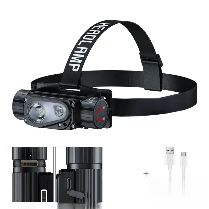 Linterna Frontal LED Recargable USB Con Sensor De Movimiento 18650 21700 10 Modos De Iluminación Lámpara De Trabajo Para Exterior Camping Pesca Caza - 1