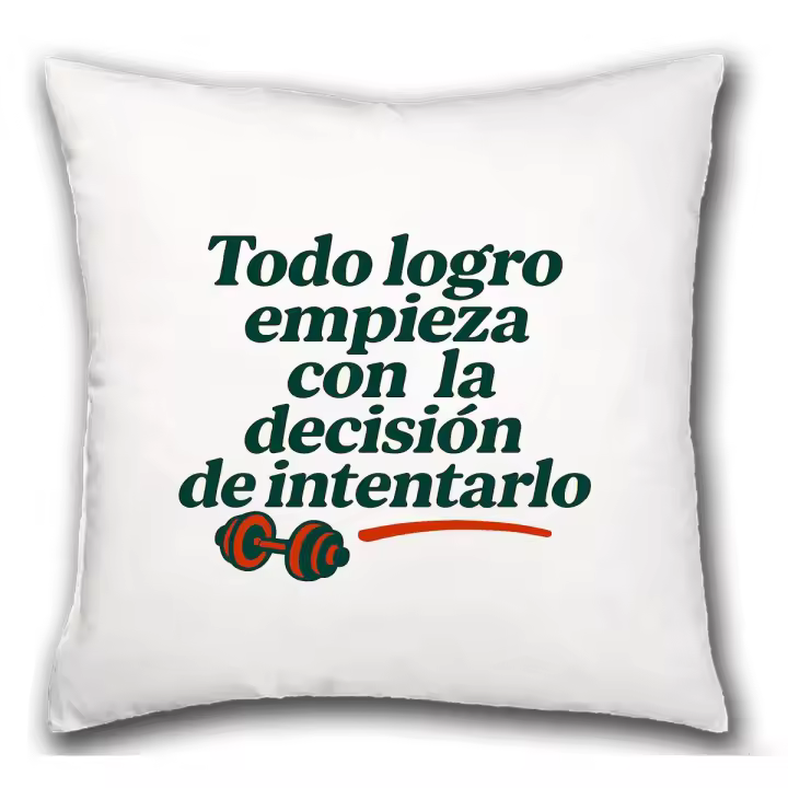 MERCHANDMANIA Cojín frase motivadora gimnasio logro decision gym motivacion hogar comodo cussion - 1