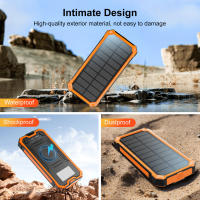 Banco de Energía Solar, Cargador inalámbrico portátil de 20 000 mAh with Entrada/Salida USB C para teléfonos portátiles, badería externa con dos linternas para acampar. - details 1
