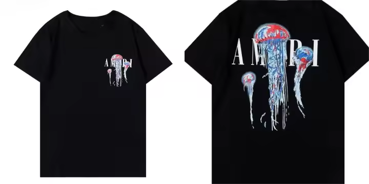 Camiseta Casual De Manga Corta Para Hombres Y Mujeres Estampado Brillante Cuello Redondo Moda Hip Hop Ropa De Calle - 1