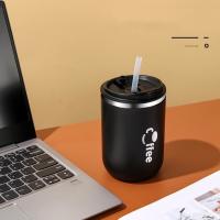 Taza De Café De Acero Inoxidable 304 Con Pajita Y Tapa, Antigoteo Para Bebidas Calientes Y Frías Adecuada Para Niños Y Adultos - details 5