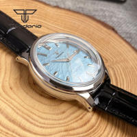 Reloj Automático Tandorio Para Hombre 40mm Doble Domed Sapphire NH35 Water Resistance 20BAR Con Fecha Y Espalda De Vidrio En Cuero Polido - details 6
