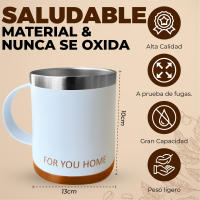 Taza Termo Cafe para Llevar de 380ml Blanca Bronze Sin BPA - details 4