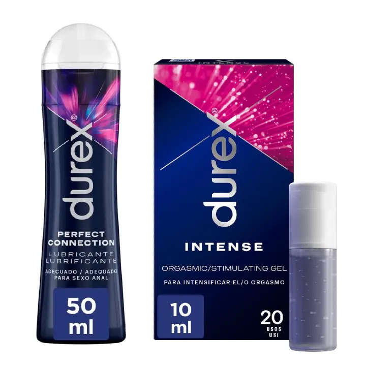 Durex - Kit Lubricante Íntimo Perfect Connection 50 ml + Gel Intense Orgasmic 10ml, Estimulante Orgasmo - 1