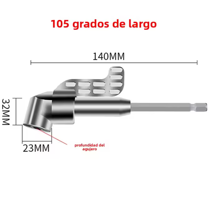 Adaptador De Destornillador Ajustable Hexagonal 105/90 Grados Con Soporte De Enchufe Y Bit Magnético Herramienta De Perforación Para Jardín Y Juego - 1