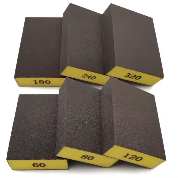 Set De 6 Esponjas De Arena Para Madera Paredes Secas Y Metal Grueso Medio Fino 6 Piezas (60 80 120 180 240 320) Herramienta Abrazadura - 1