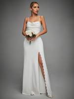 Vestido De Novia Mgiacy Con Cuello Halter Y Patchwork De Encaje Vestido De Fiesta Para Bodas Vestido De Damas De Honor De Largo Suelto Estilo Sirena - details 5