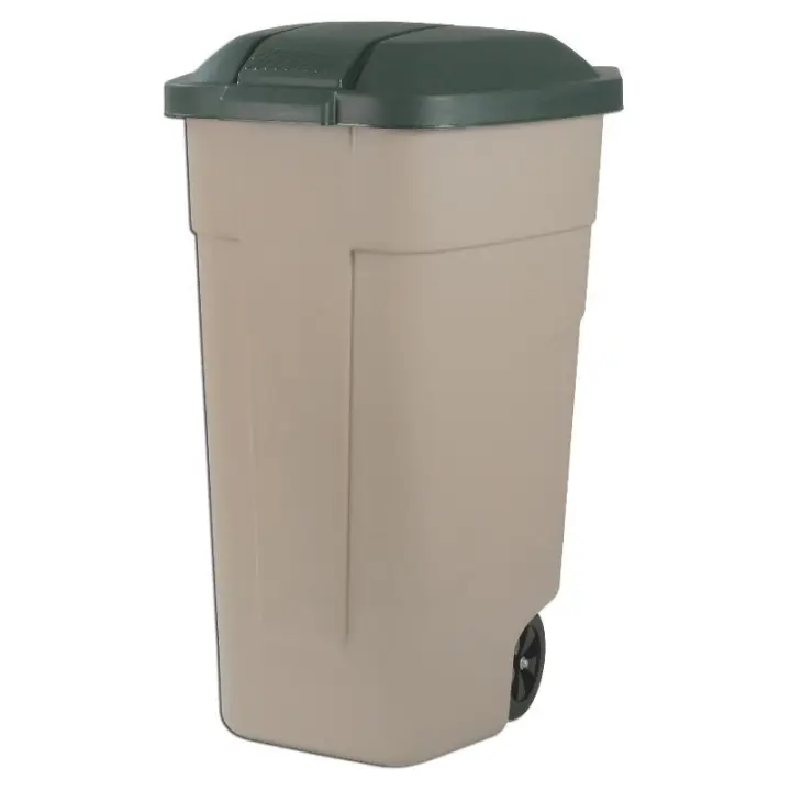 Curver cubo basura ext 100 l tapa plas+ruedas 58x52x88 cm 243674 - 1
