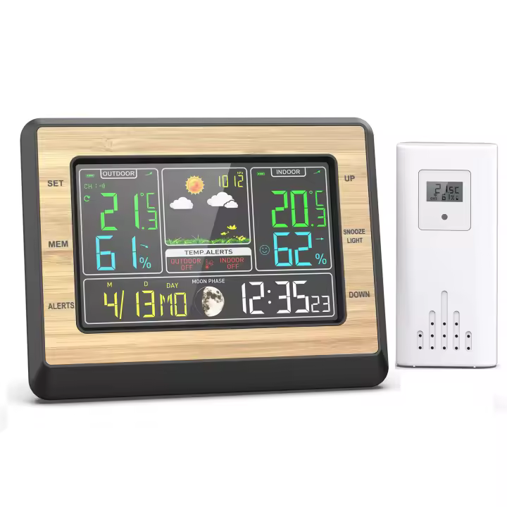 Estación Meteorológica Inalámbrica Con Pantalla Color De 6 Pulgadas Termómetro Digital Para Interior Y Exterior Previsión Del Clima Y Temperatura - 1