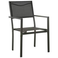 vidaXL Juego de comedor para jardín 3 piezas acero y textilene negro - details 2