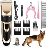 Kit de aseo para perros : recargable, inalámbrico, recortadores de pelo de mascotas silenciosos y de bajo ruido para perros, gatos y otras mascotas (dorado) - details 5