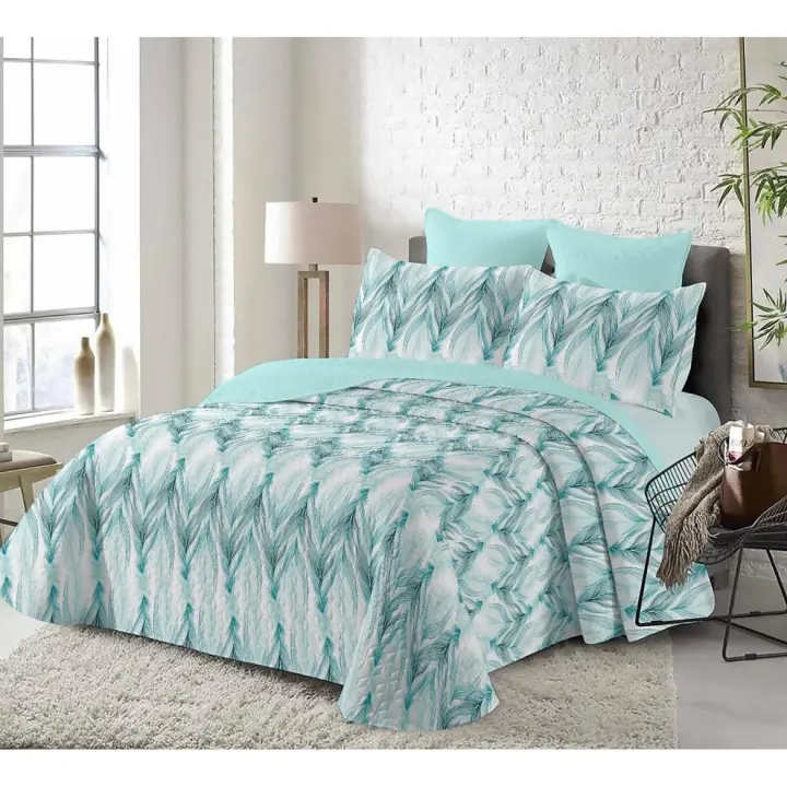 MULTIHOGAR-Colcha multiuso REVERSIBLE ESTAMPADA para Cama 90/105/135/150Cubrecama Fina, para Primavera, Verano y Entretiempo, Incluye Funda de Cojín - 1