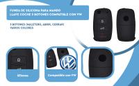 Banner - Funda silicona mando llave del coche 3 botones compatible con VW Skoda Seat negro