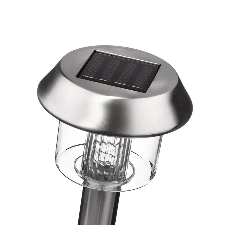 Aigostar Luz ideal para iluminar tu jardín con elegancia solar LED de ambiente para césped en acero inoxidable, diseño recto, 6500K - 1