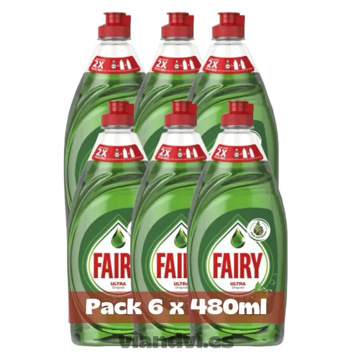 Fairy Ultra - Elimina la grasa más incrustada y deja tu vajilla brillante y sin esfuerzo - Pack Ahorro 480ml x 6 (2880ml) - 1
